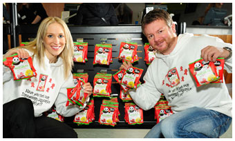 At Edinburgh Zoo for the launch of Strawberry Bears